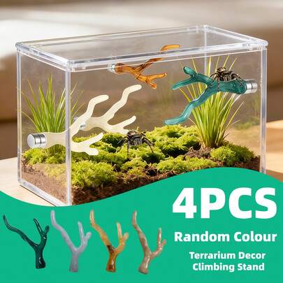 4PCS Spider Branch Platforms And Hideouts, Branch-Shaped Decorative Play Platforms, Suitable As Accessories For Jumping Spiders And Activity Areas For Amphibians, Designed For Climbing, Resting, And Exploration