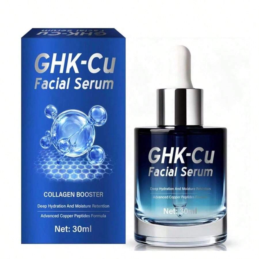 GHK-CU Peptide Facial Serum | Blue Copper Peptide Skincare Essence Helps Improve Skin Texture And Appearance Hydrates And Nourishes Enhances Skin Radiance Gentle Formula Suitable For Sensitive Skin - Hyaluronic Acid - 查看 1