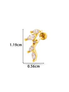 Toppiercing 1件装多功能微镶嵌锆石创意不锈钢耳骨穿孔耳环 - 彩色 - 查看 2