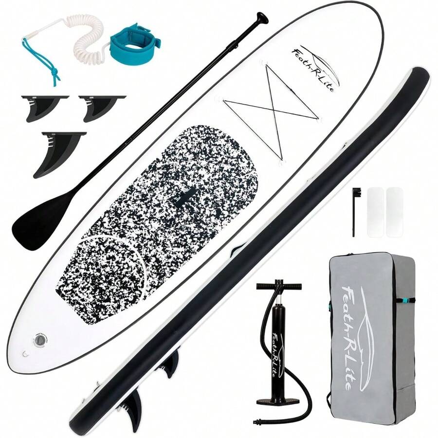 Ultra-Light Inflatable Stand Up Paddle Board (SUP) Complete Kit With Adjustable Paddle, High-Pressure Pump, Travel Backpack And Coiled Leash For All Skill Levels Beginners To Advanced - 10' Camouflage - Black - View 1