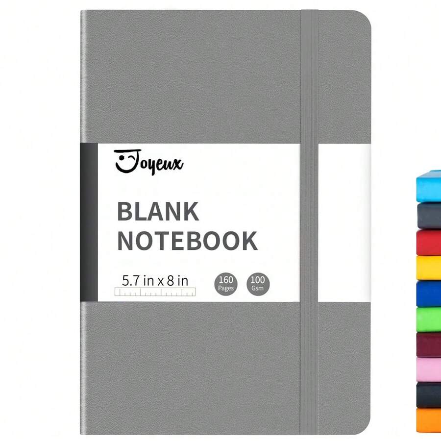 Blank Journal Notebook, A5, 160 Pages 100 Gsm Thick Sketch Books Hardcover Journal For Writing, 5.7 Inches X 8 Inches Notebooks For Work (Dark Grey) - 深灰色 - 查看 1