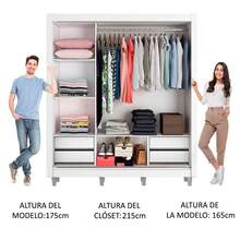 Ropero Closet Madesa Lyon Plus 3 Puertas con Pies Color Blanco y Marrón - Blanco y Marrón - Ver 4