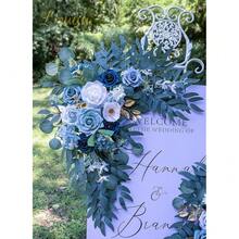Wedding Arch Flowers, Artificial Floral Decor For Wedding Ceremony & Reception, Standard Size Large Flower Swag Set For Backdrop & Welcome Sign, Pack Of 2 (Gray Blue) - GrayBlue - View 4