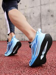 男士时尚休闲公路坡跟跑鞋 - 黑藍 - 查看 4