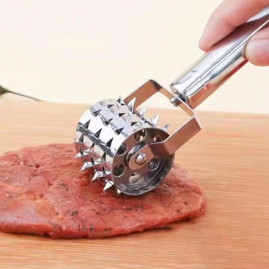 Meat Tenderizer/Steak Pounder With Manual Punch, Stainless Steel. - Silver - View 1