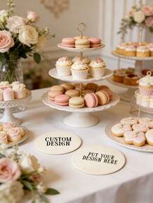 8/16/24Pcs Customized Printed Paper Cup Coasters, Personalized Text Paper Cup Pads, Custom Pattern Disposable Coasters For Birthday Party, Wedding Reception, Bridal Shower, Anniversary, Bulk Personalized Wedding Cup Pads Party Supplies - Multicolor - View 7