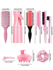 1/2/3/4/5/6/11/12pcs Hair Styling Set: Brand New 9-Row Comb, Detachable Curling Comb With Side Teeth, Upgraded Styling Comb, 200ml Spray Bottle With Excellent Sealing And Anti-Leakage Design, Edge Comb, Detangling Comb, Tail Comb Hair Tool Kit - Multicolor - View 11