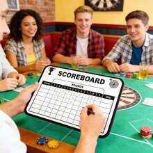 1Pc Double-Sided Erasable Scoreboard Set With Lanyard, Dry Erase Marker & Pen Clip, Reusable Portable Hanging Score Keeper For Dart, Cornhole, Billiards, Table Tennis, Board Games, Card Games & Toss Games, Lightweight Score Counter Ideal For Home, Camping, Backyard, Picnic, School, Club, Sport Competitions, Tournaments & Indoor Outdoor Events, Easy To Write & Wipe For Smooth Score Tracking - Multicolor - View 4