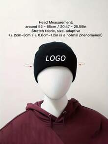 可定制文字/Logo针织帽，男女通用款，采用柔软腈纶材质，可折叠设计，适合户外活动和日常佩戴，保暖舒适，适合秋冬季、圣诞节、感恩节、新年等各种季节，无需电池，森林绿配色 - 彩色 - 查看 3