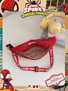 1 Pc Marvel Officially Licensed Spider-Man Pattern Chest Bag Adjustable Strap Crossbody Bag, Zipper Closure Shoulder Bag, Lightweight Sling Pouch Perfect For Men/Teens/Students/Graduates/Young Fans, Ideal For Daily/Outdoor/Sports/Running/Fitness! - Red - View 6