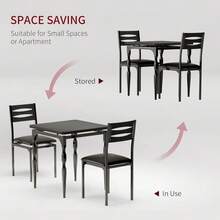 Juego de mesa de comedor de 3 piezas para 2 personas que ahorra espacio: muebles modernos de cocina y comedor con patas en espiral, perfectos para apartamentos o casas, disponibles en marrón, negro y - Negro - Ver 2