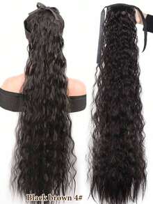 Extensiones de cabello de fibra sintética ondulada y rizada de 16 a 34 pulgadas, pieza de cabello rizado natural de cola de caballo de color negro - Multicolor - Ver 36