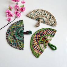 11.8 Inch Width X 8.66 Inch Length Small Semicircular Handwoven Seagrass Hand Fan, Home Decor Wall Hanging Fan For Cooling, Suitable For Elderly And Children, Summer Use, Lobby And Club Decoration - Seaweed Fan-shaped Fans Come In Various Colors - View 7