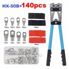 Assortment Car Auto Copper Ring Terminal Wire 140pcs HX-50B Crimp Connector Bare Cable Battery Terminals Soldered Connectors Kit Automotive Repair Hand Tools - HX-50B + 120 piezas - Ver 2