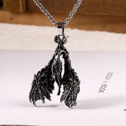 1pc Non-Fading European & American Punk New 3D Stereoscopic Devil Dragon Skeleton Stainless Steel Men's Necklace Vintage Pendant, Holiday Gift