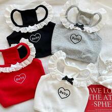 1 chiếc áo vest cho thú cưng phong cách tối giản ngọt ngào Langxingcs, áo vest kiểu công chúa cho chó với thêu chữ "Baby", dây đeo cho mèo viền ren dễ thương kiểu Ins, quần áo thú cưng hình trái tim thanh lịch cho ngày Valentine, phù hợp cho chó và mèo nhỏ. - Nhiều màu - Xem 5