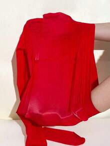 Women's Shiny Red Pantyhose, Perfect For Valentine's Day And Christmas Party, High Gloss Holiday Tights, Glossy Romantic Stockings - Red - View 5