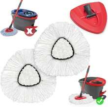 NEWE Mop Heads Replacements 2 Pack With Triangle Base For O-Cedar EasyWring 1 Tank System, Microfiber Spin Mops Replace Refills For Deep Cleaning All Floors (White) - ColorA - 查看 1