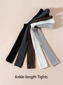5 件装女童纯色竖条纹七分紧身裤，四季皆宜 - 彩色 - 查看 12