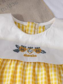 女童刺绣领短袖衬衫，夏季 - 黃色 - 查看 4
