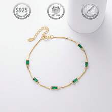 1件优雅奢华925纯银镶嵌合成立方氧化锆女士手链，适合日常、派对、节日、约会、送礼等场合。 - 金色 - 查看 1