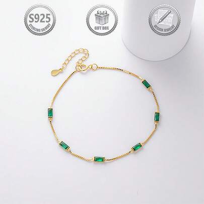 1件优雅奢华925纯银镶嵌合成立方氧化锆女士手链，适合日常、派对、节日、约会、送礼等场合。