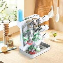 Baby Bottle Drying Rack – 3-Tier Vertical Storage Stand For Bottles, Pump Parts & Pacifiers – Includes Detachable Drip Tray – Space-Saving, Quick-Dry - Grey - View 5