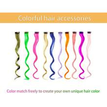 6 pièces Extensions de cheveux bouclés clip-in verts, 18 pouces de long, cheveux synthétiques colorés bouclés pour femmes. Convient pour se déguiser, les fêtes de mode, peut être utilisé comme cadeau pour les femmes, également applicable pour les festivals de musique, accessoire de cheveux pour la Coupe du monde - Multicolore - Voir 3