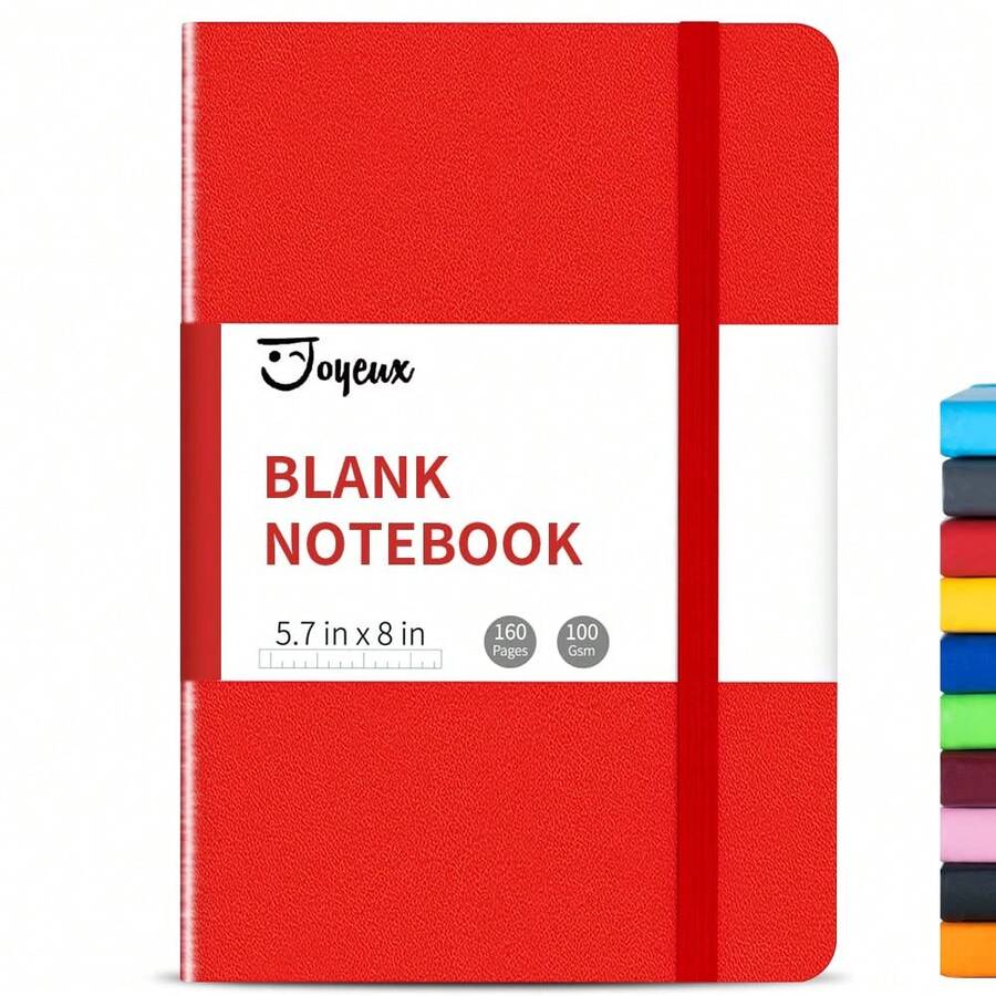 Blank Journal Notebook, A5, 160 Pages 100 Gsm Thick Sketch Books Hardcover Journal For Writing, 5.7 Inches X 8 Inches Notebooks For Work (Red) - Red - View 1