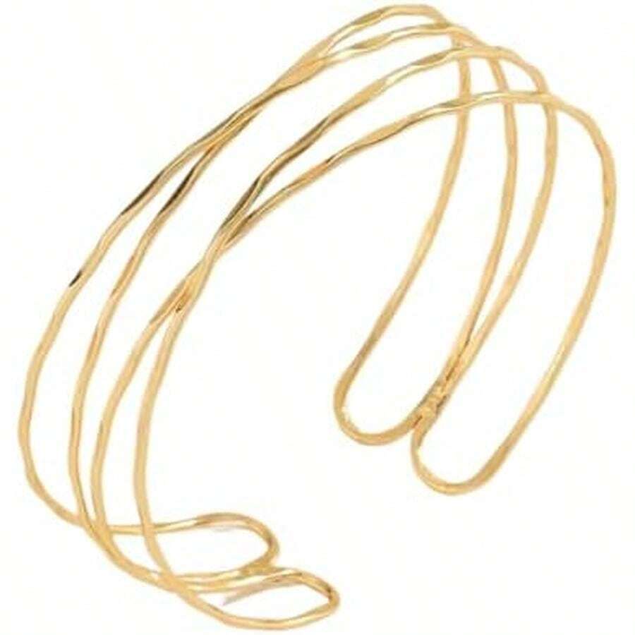 Arm Cuff Jewelry For Women Upper Arm Cuffs Bracelet Bangles Metal Plated Band Adjustable Accessories Gift - Màu G B - Xem 1