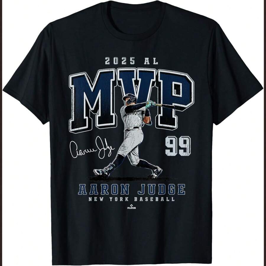 AaronA Judge 2025 AL MVP New York Baseball MLBPA T-Shirt - 黑色 - 查看 1