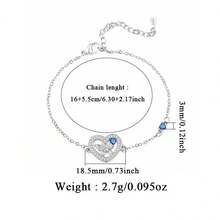 1条优雅精致的925银蝴蝶心形镶嵌立方氧化锆女士手链，适合日常、派对、节日、约会、送礼等场合。 - 白金 - 查看 4