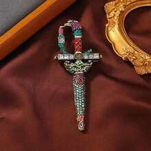 1 Baroque Rhinestone Medieval Knight Sword Design Brooch Suit Coat Clothing Accessories Holiday Party Couple Gifts Classy - Style1 - 查看 13