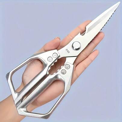 Multifunctional Stainless Steel Kitchen Scissors, SK5 High Hardness Sharp Chicken Bone Scissors, Duck And Goose Bone Scissors, Food Scissors, Fish Scale Scissors, Nut Opener, Bottle Opener, Kitchen Essential