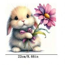 1pc/2pcs/3pcs Rabbit With Flowers Heat Transfer Patch, Durable Long-Lasting Iron-On Sticker For DIY T-Shirt, Sweatshirt, Jeans, Hoodie, Backpack, Jacket, Handbag, Pillow - 3PCS-s - View 3