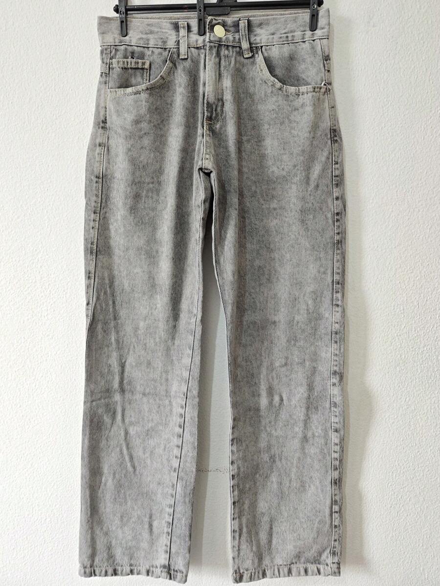 Men's Streetwear Cargo Jeans In Black And Dark Gray New Styles For 2025 - Light Grey - View 1