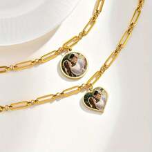 1PC Personalized Photo Custom Bracelet, Stainless Steel Heart-Shaped Bracelet, Round Custom Bracelet, Suitable For Both Men And Women, Valentine's Day, Custom Special Dates, Anniversary Gifts - Multicolored - View 12