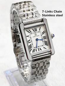 1 chiếc đồng hồ đeo tay nữ Pablo Raez thanh lịch, vỏ vuông bằng thép không gỉ màu bạc, mặt số La Mã, dây đeo bằng thép không gỉ với khóa bướm, chống nước 50M, máy thạch anh tự động, đồng hồ nữ cổ điển sang trọng cho cuộc sống hàng ngày, công sở, dự tiệc, làm quà tặng. - Bạc - Xem 14