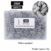 100个/盒 3毫米迷你砂带套装，带心轴，用于去除死皮、老茧、抛光，电动指甲钻头，美甲工具 - 彩色 - 查看 2