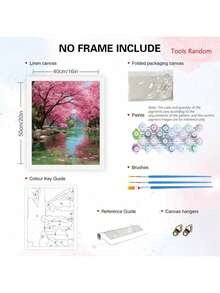 1 Set de Pintura de Aceite Digital DIY, Kit para Principiantes de Paisaje de Río y Árboles, Manualidad DIY, Arte de Pared, Decoración del Hogar, 40x50cm/16x20in, Marco No Incluido - Multicolor - Ver 4