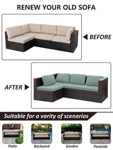1 chiếc vỏ đệm ghế sofa ngoài trời họa tiết hạt bắp, chống thấm nước, màu trơn, chất liệu polyester co giãn, có thể tháo rời, kiểu bọc một nửa, thích hợp cho ghế sofa sân hiên, ban công, sân vườn. - Màu xanh Bạc hà - Xem 3