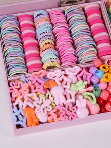 20pcs/Pack Girls' Candy, Star, Flower, Animal, Heart, Rainbow Hair Clips, Cute Side Bangs Clips, Minimalist Bangs Clips, Ponytail Holders, Elastic Hair Ties, Versatile Hair Accessories, Suitable For Daily Use, Gift - Multicolor - View 7