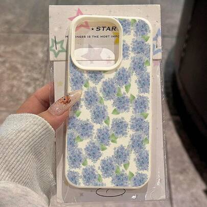 Etui na telefon z nadrukiem kwiatu hortensji w kolorze niebieskim z TPU, kompatybilne z modelami 17 Pro Max/17/16 Pro Max/15/13/12/11, S20 FE/A15/S24/A55, Redmi Note 11/12/13 Pro, pełne pokrycie, miękka, ochronna obudowa telefonu, odporna na upadki