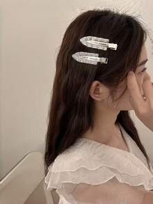 2个装女士金属水钻隐形发夹，刘海夹，冲浪板侧夹发卡，适合日常使用 - 彩色 - 查看 7