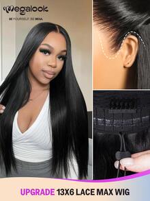 MEGALOOK Fashion Straight Long Hair Natural Looking Human Lace Wig - SNatural - View 1