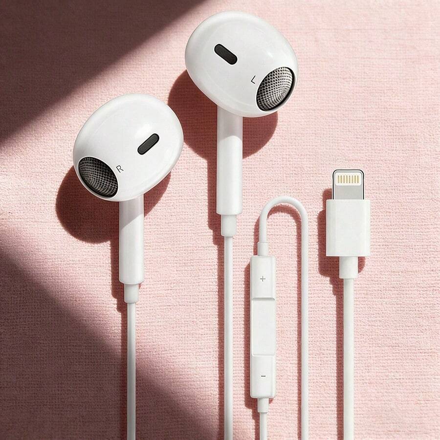 Tai nghe có dây Apple với đầu nối Lightning, đạt chứng nhận MFi, tích hợp micro và điều khiển âm lượng, tương thích với iPhone 14/13/12/11/SE/X/XR/XS/8/7 để nghe nhạc và gọi điện. - trắng - Xem 1