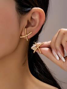 1 Pair Minimalist Chic Zinc Alloy Material Earrings, Suitable For Daily, Party, Casual, Vacation And Commute Wear - Geometric Earrings - View 7