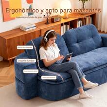 Sofá Cama en Caja para Dormitorio, Sofá Cama para Sala de Estar, Sofá Cama con Asientos Profundos, Reposabrazos Anchos, Sofá Cama sin Estructura, Oficina, Apartamento, Sin Ensamblar, Azul - Azul - Ver 6
