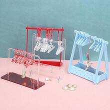 50pcs Clothes Hanger Earring Holder, Mini Acrylic Coat Hangers Earring Hangers Hanger Rack For Earring Holder Organizer Stand Studs, Blue - Màu xanh lam - Xem 5