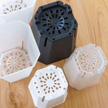 5pcs 8-Sided Plastic Flower Pots, Gardening Octagonal Planters With Side Openings - Diamond-clear Version (5pcs) - View 2